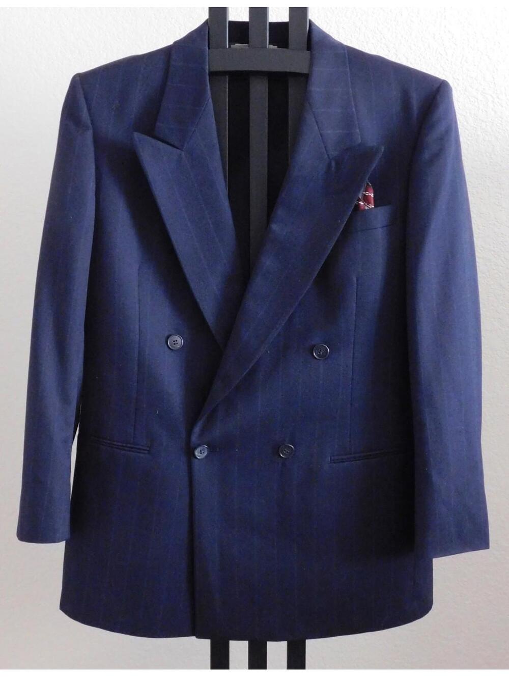 Pierre Cardin Wool Blazer Navy Pinstripe Union Made USA Mens 44R